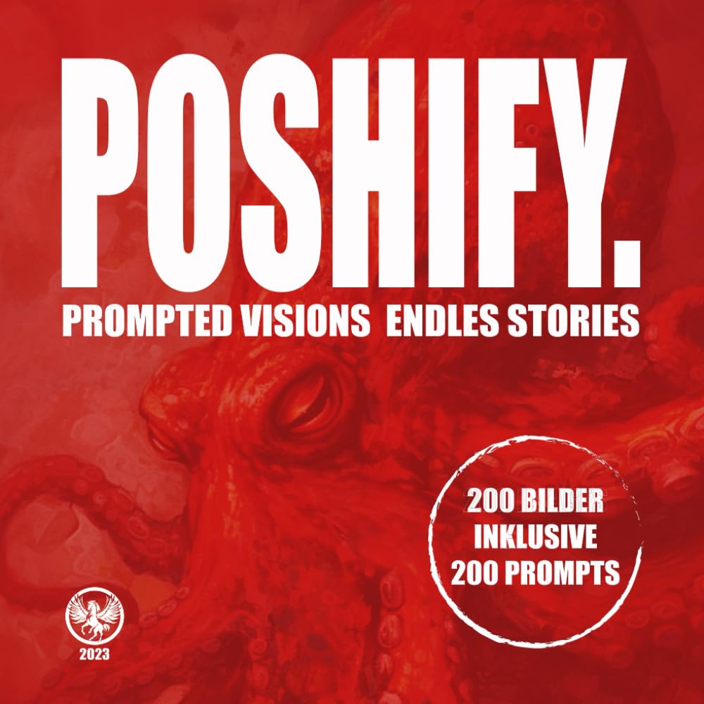 Rotes Cover des Buches Poshify. Prompted Visions – Endless Stories
